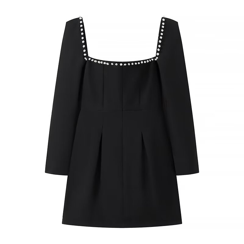 Square Neck Waist-Fitted A-Line Short Dress