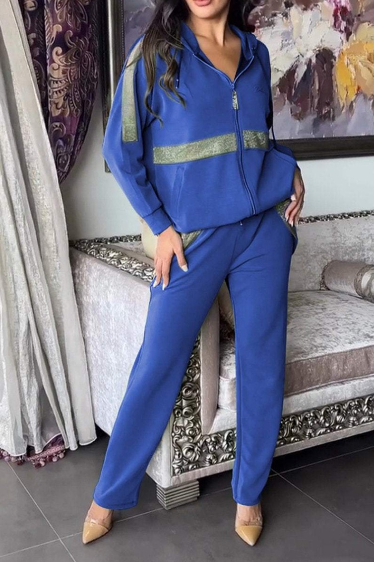 Men's Casual Long Sleeve Sweatshirt and Pants 2-Piece Set with Pockets