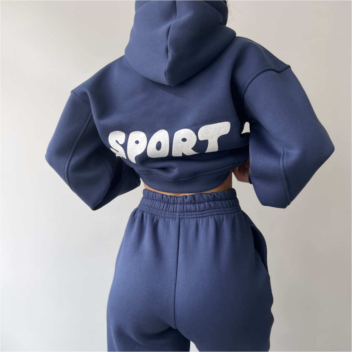 Women's Casual Hooded Print Two-Piece Sweatsuit Set