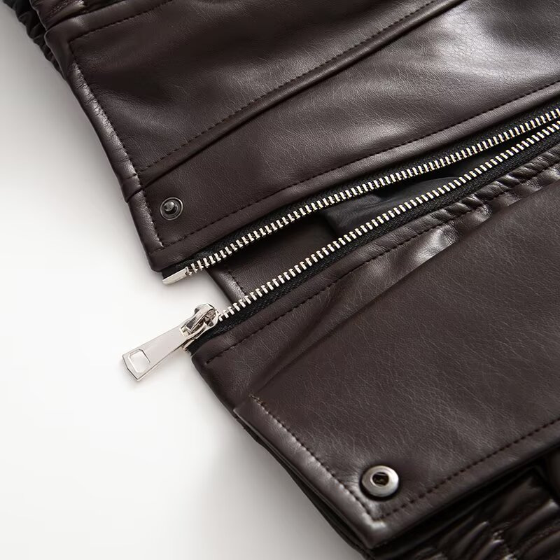 Women's Designer Loose Faux Leather Jacket