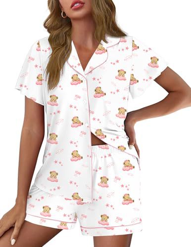 Women's Cuban Collar Polka Dot Leopard Print Short Sleeve Loungewear Set