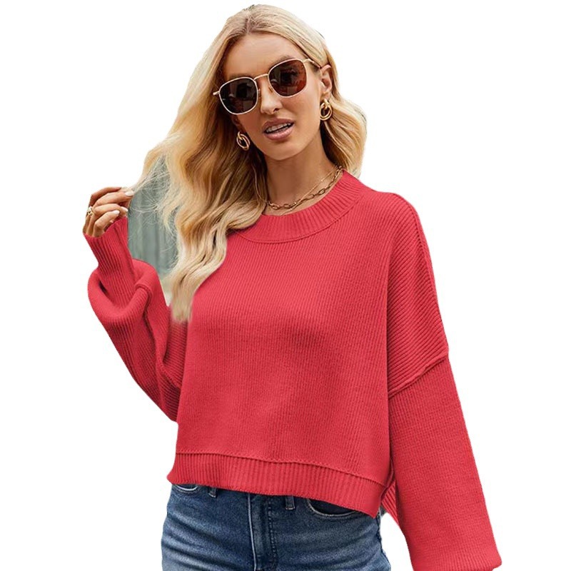 Women's Long Sleeve Crewneck Sweater – Lightweight Solid & Striped Pullover