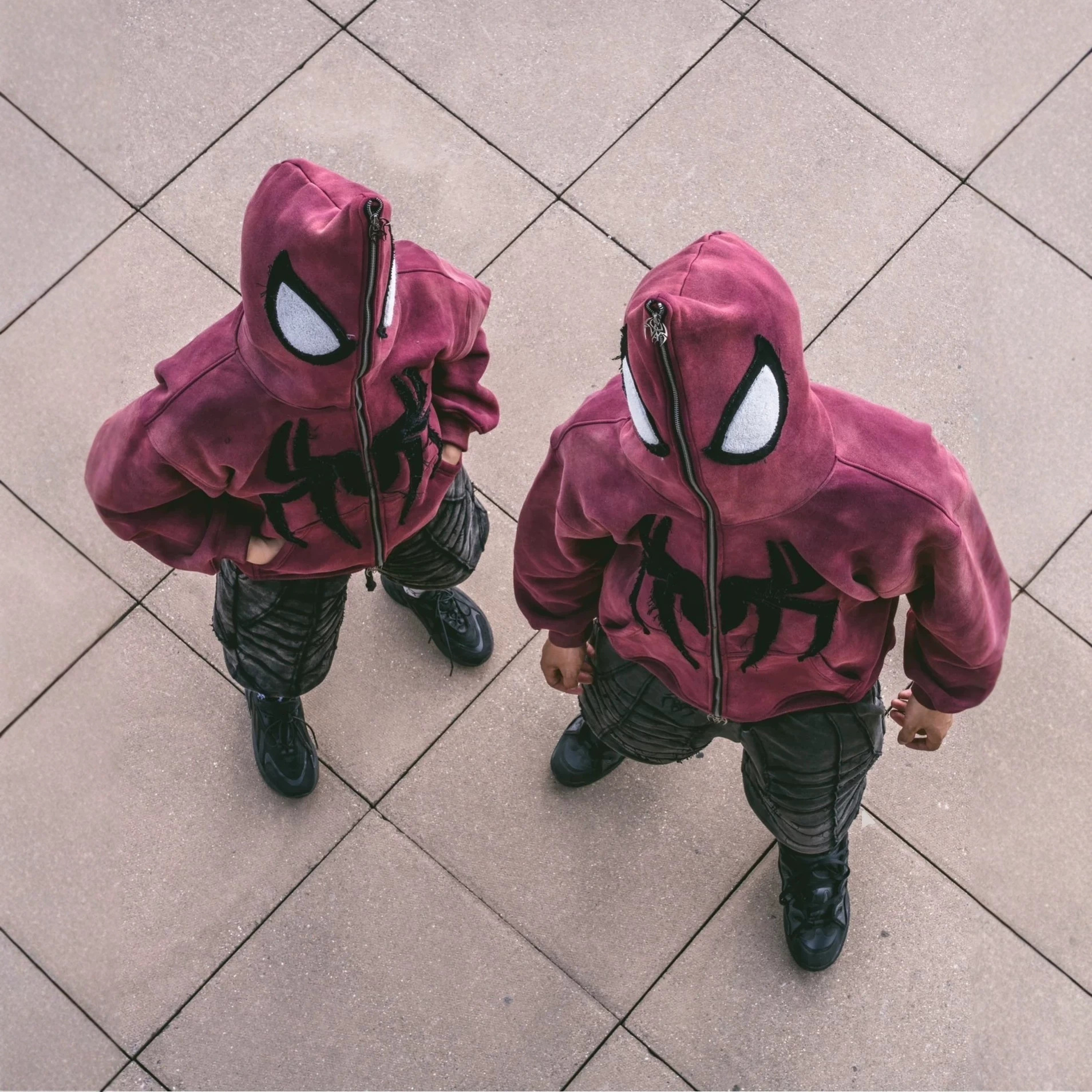Spider Graphic Loose Zip-Up Hoodie Unisex