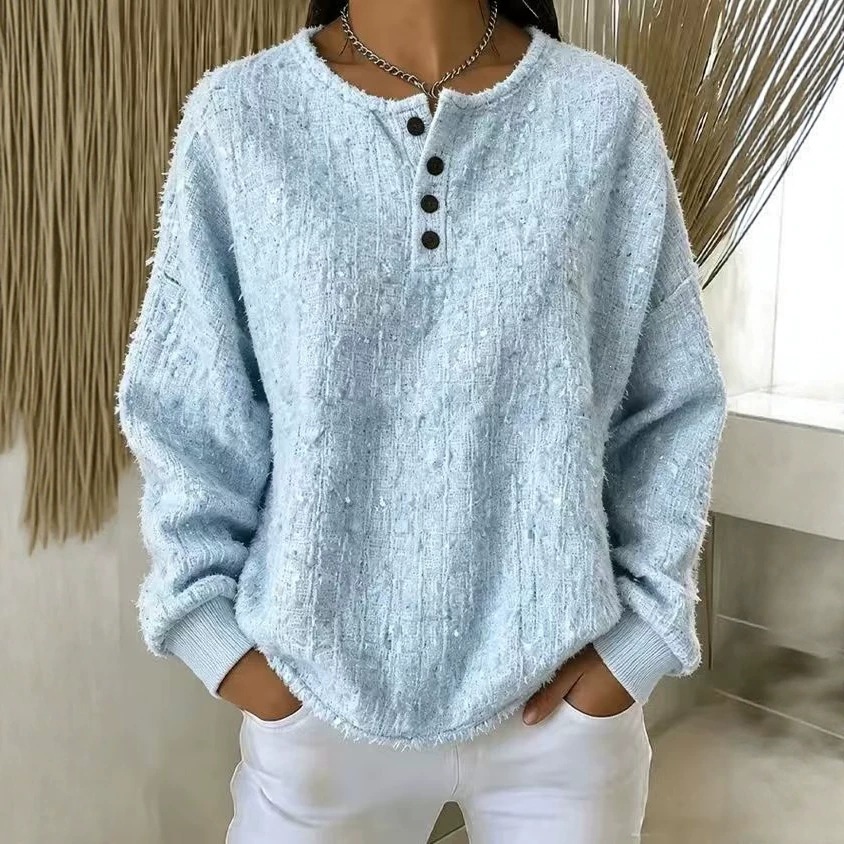 Women's Casual Loose Button Pullover Hoodie Top