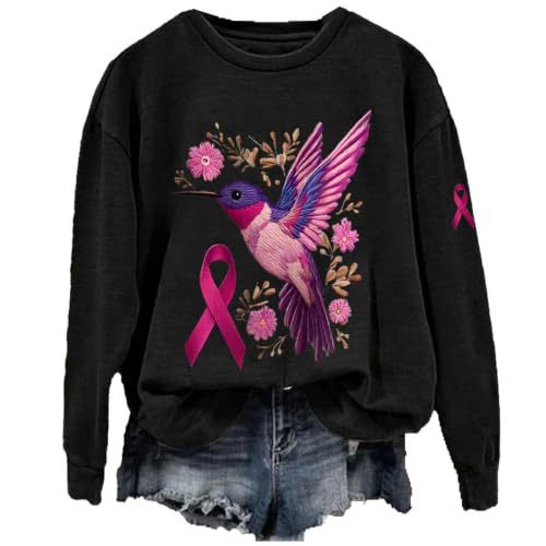 Women's Bird Sparrow Ribbon Print Sweatshirt