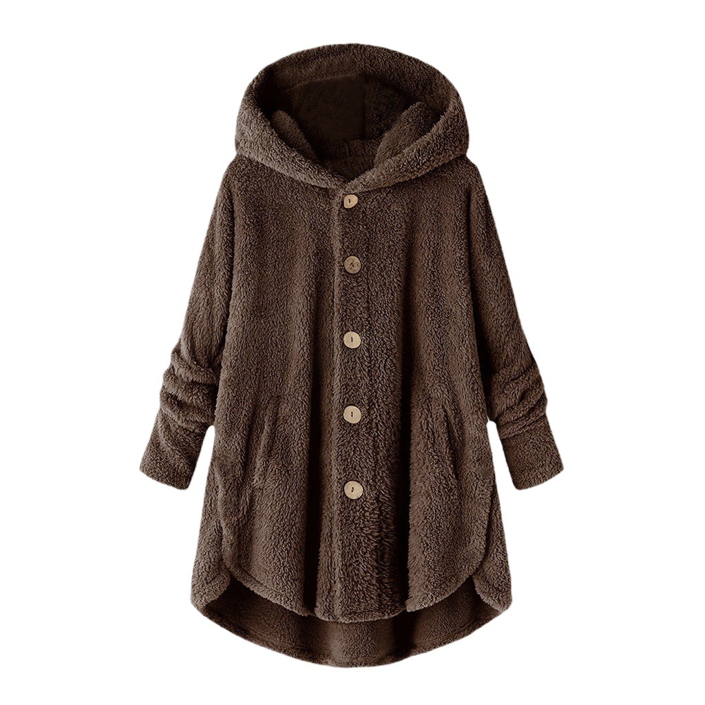 Women's Asymmetrical Fleece Hooded Cardigan with Pockets