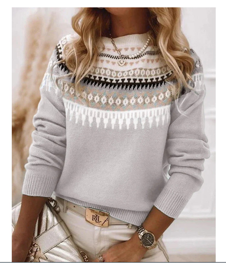 Women's Colorblock Crewneck Pullover Knit Sweater