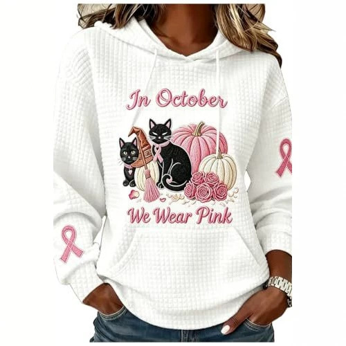 Cat Halloween Pumpkin Letter Ribbon 3D Print Hoodie Top