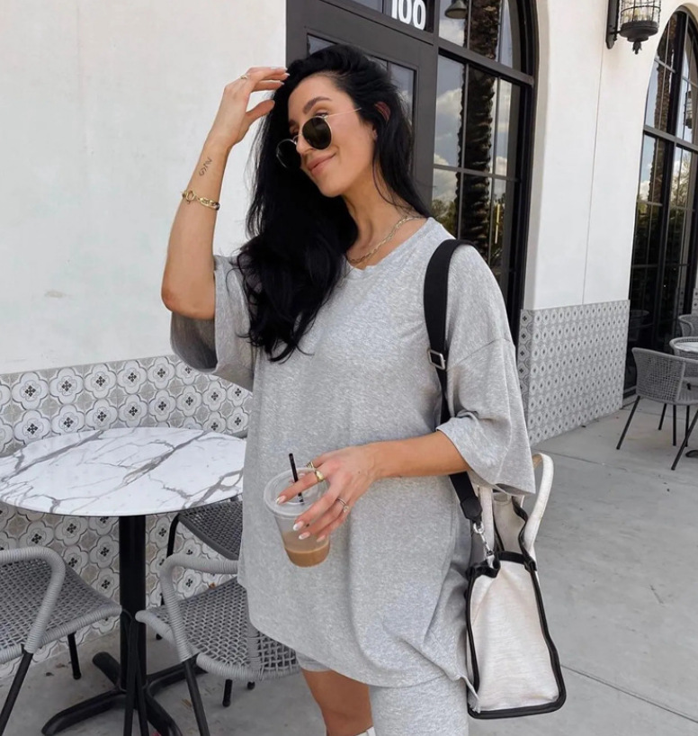 Women's Loose Plus Size Short Sleeve T-Shirt and Shorts Set Casual Loungewear