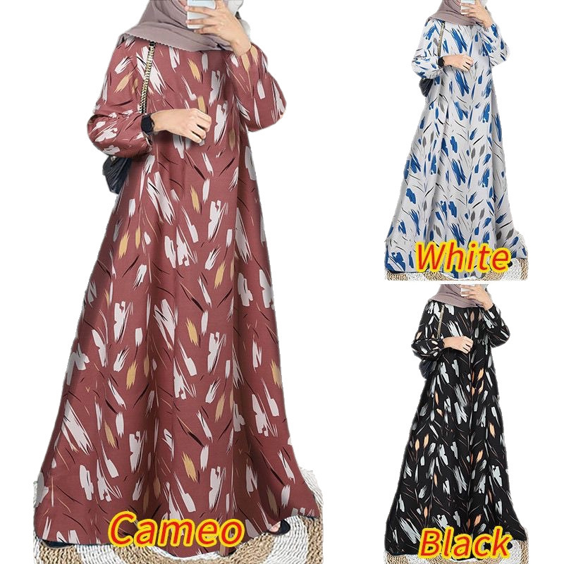 Women's Floral Print Long Sleeve Loose A-Line Maxi Dress