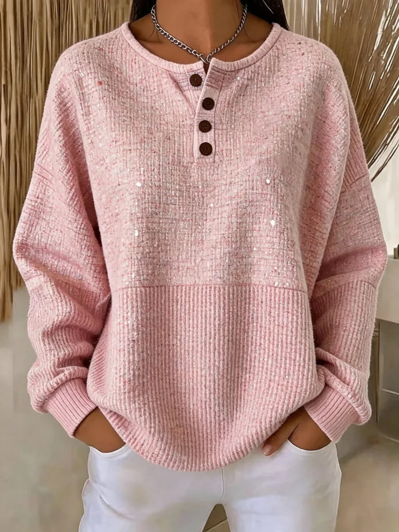 Women's Retro Plaid Print Button Sweatshirt