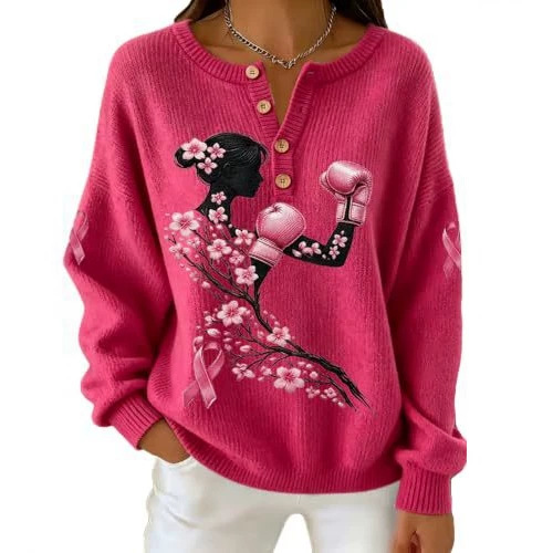Women's Floral Ribbon Boxing Glove Print Hoodie