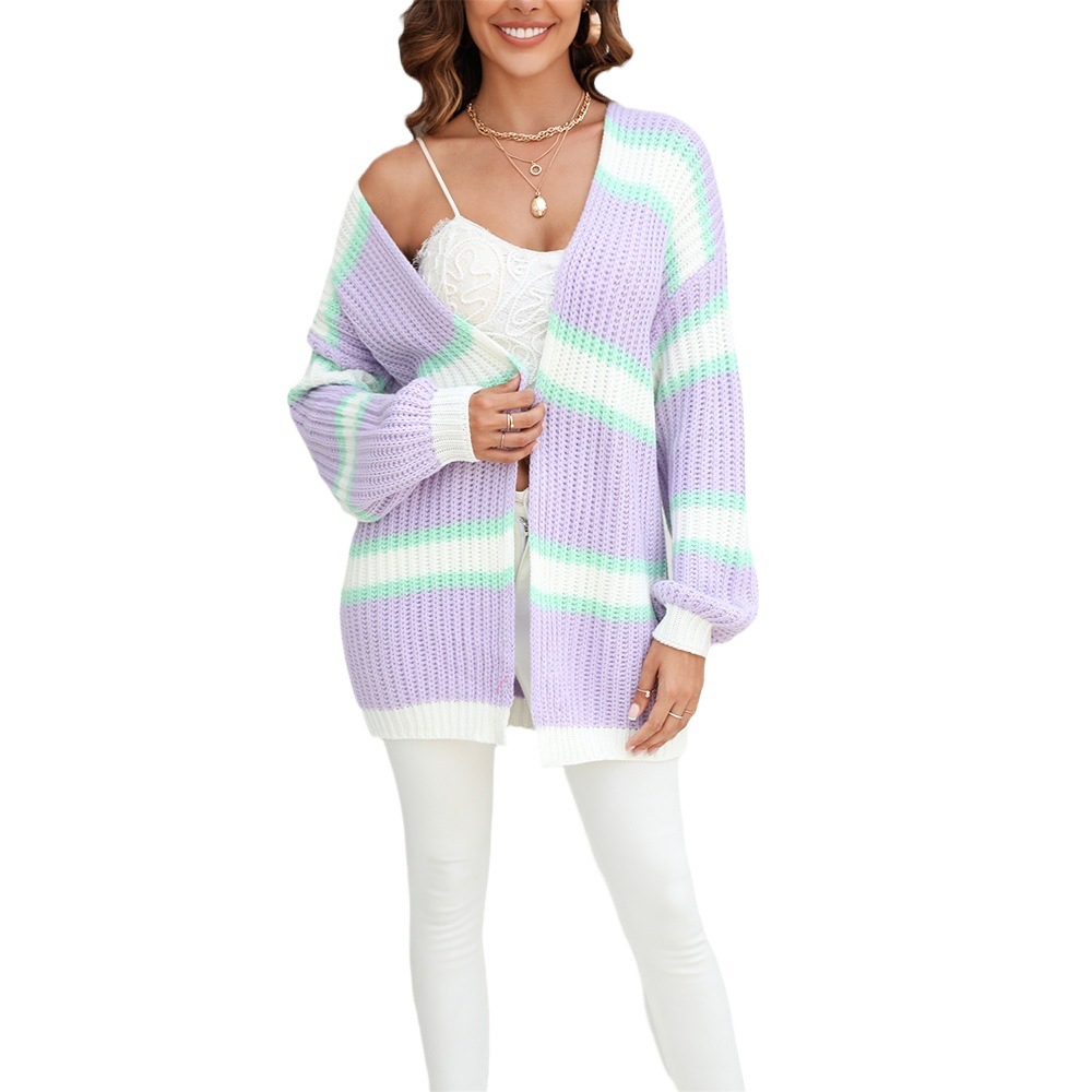 Women's Plus Size Colorblock Cable Knit Cardigan Sweater
