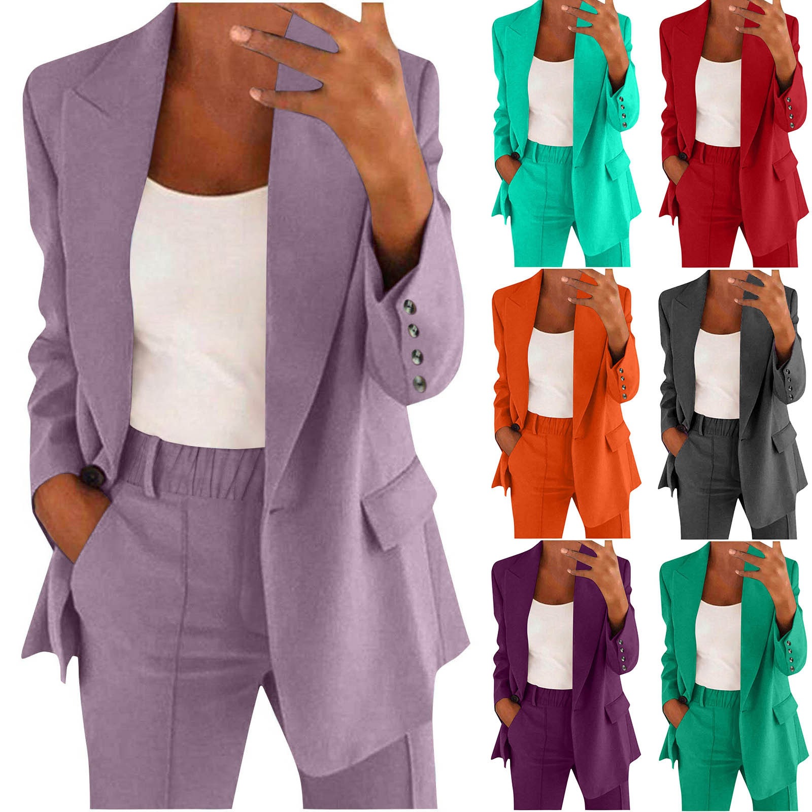 2026 New Cross-Border European & American Fall/Winter Women's Commuter Suit Set – Elegant Long-Sleeve Blazer and Pants Two-Piece Set for Women