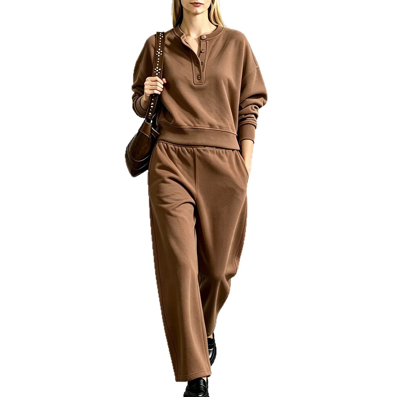 Women's Relaxed Long-Sleeve Sweatshirt & Pants Set