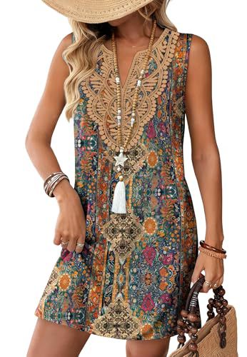 Women's Vintage Floral Sleeveless Midi Dress