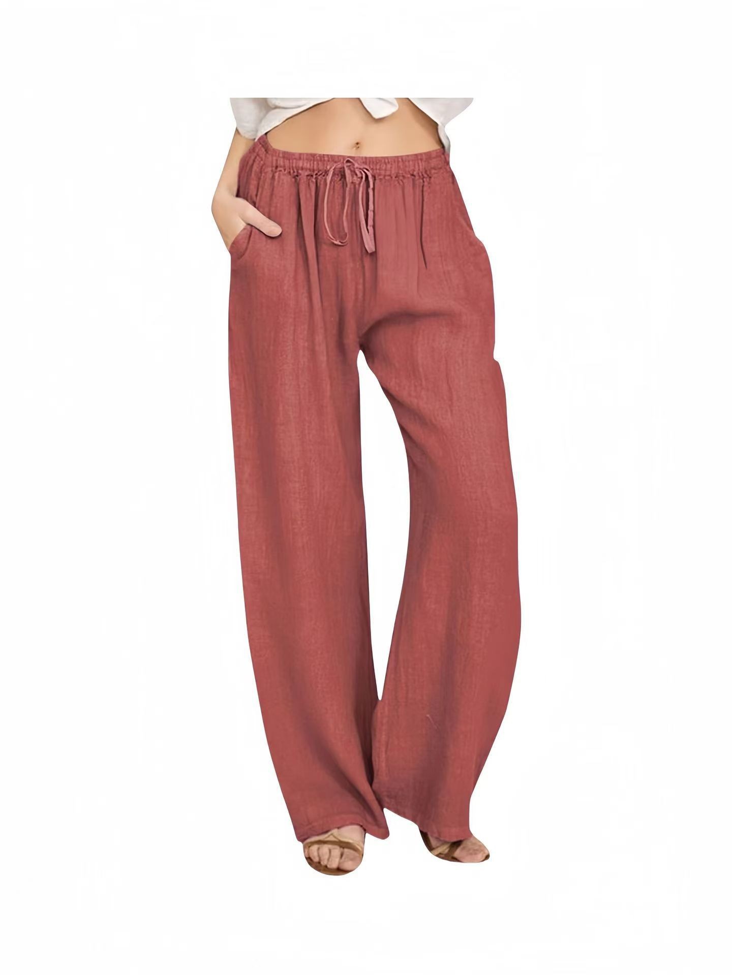 Women's Plus Size Wide-Leg Pants with Elastic Waist