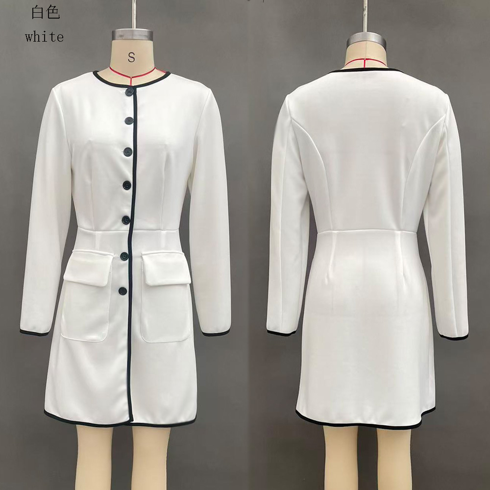 Women's High-Waist Long-Sleeve Short Blazer Dress