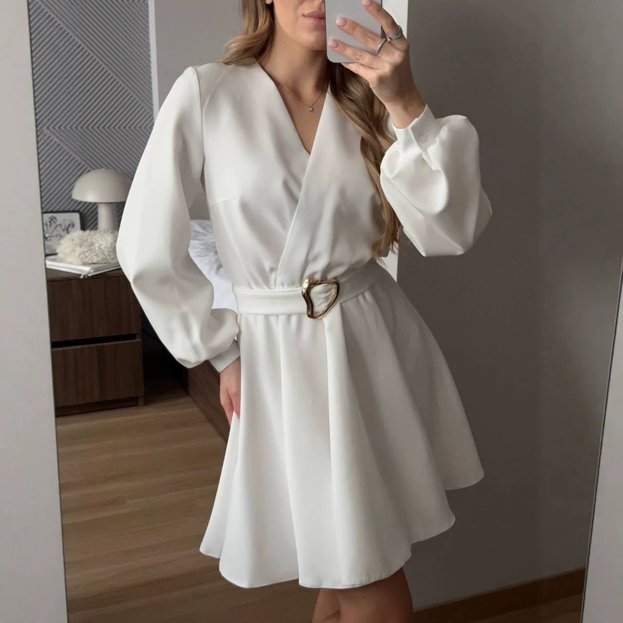Women's V-Neck French Style Slim Fit Midi Dress