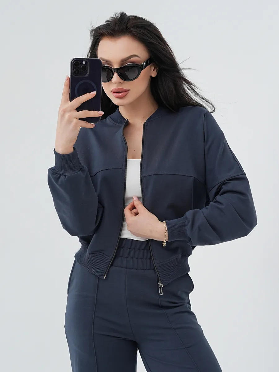 Women's Zip-Up Cardigan and Pants Two-Piece Set, Long Sleeve Streetwear Tracksuit