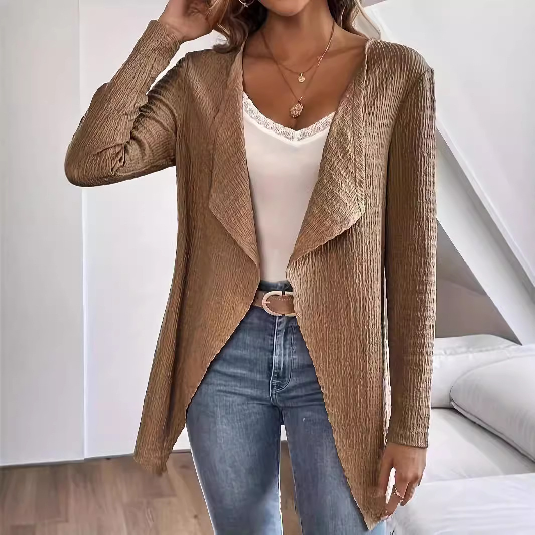 Women's Long Sleeve Solid Color Loose Knit Cardigan