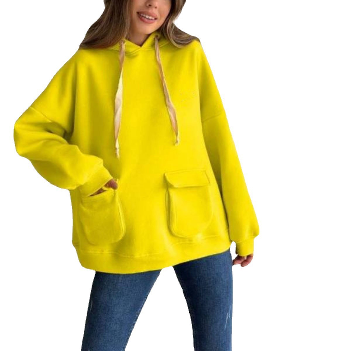 Women's Loose Fit Long Sleeve Hooded Sweatshirt with Pockets