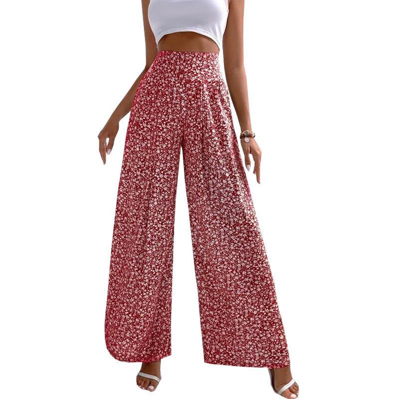 Floral Print High-Waist Wide-Leg Pants