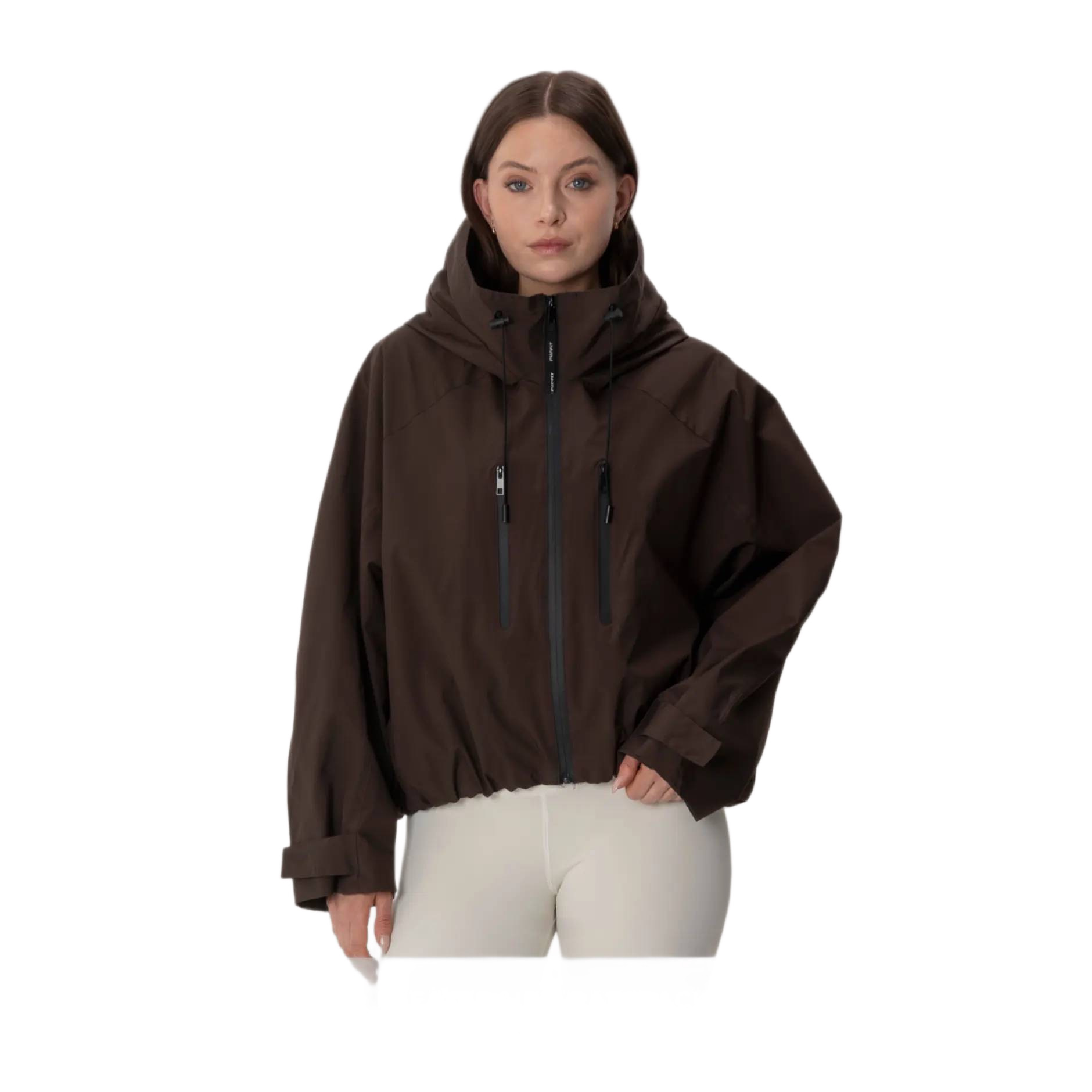 Women's Windproof Waterproof Hooded Jacket Spring Fall Outdoor Loose Fit