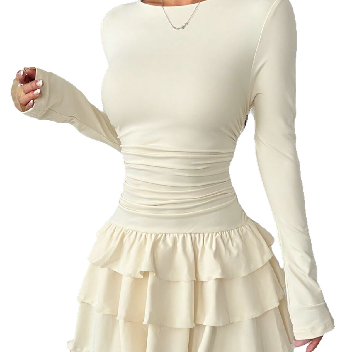 Women's Solid Color Slim Fit Long Sleeve Dress