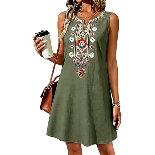 Women's Elegant Floral Print Ruched Sleeveless Midi Dress