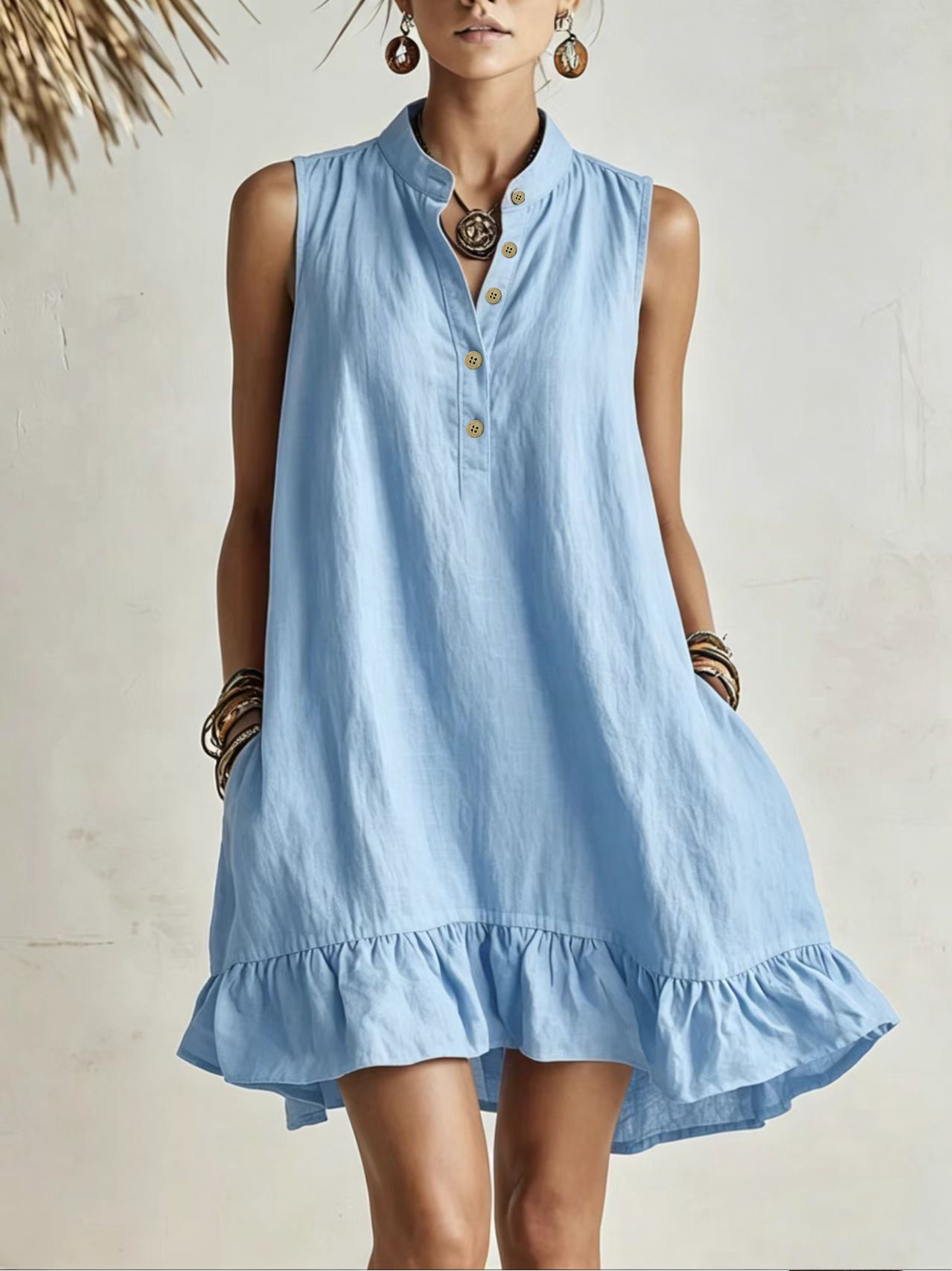 Women's Loose Casual Summer Dress Sleeveless A-Line Midi