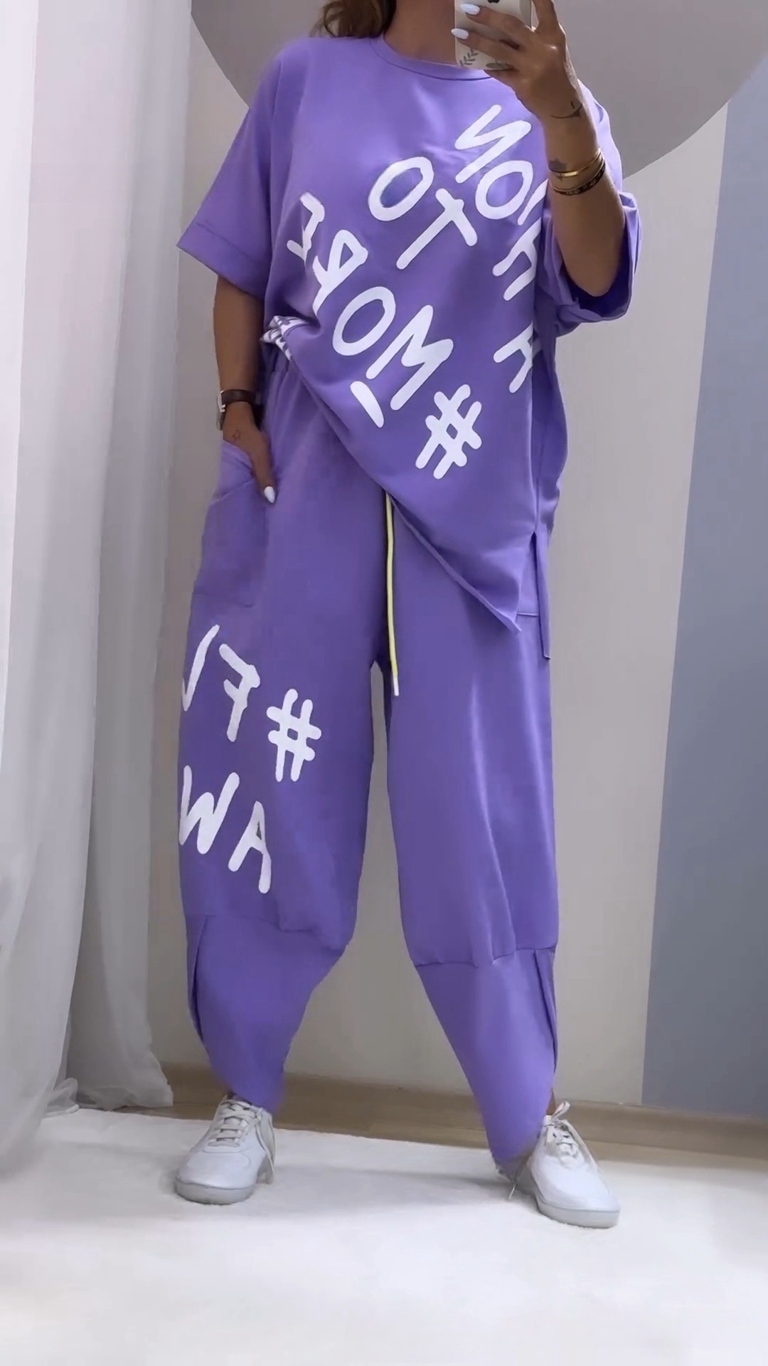 Letter Print Casual Two-Piece Women's Pants Set