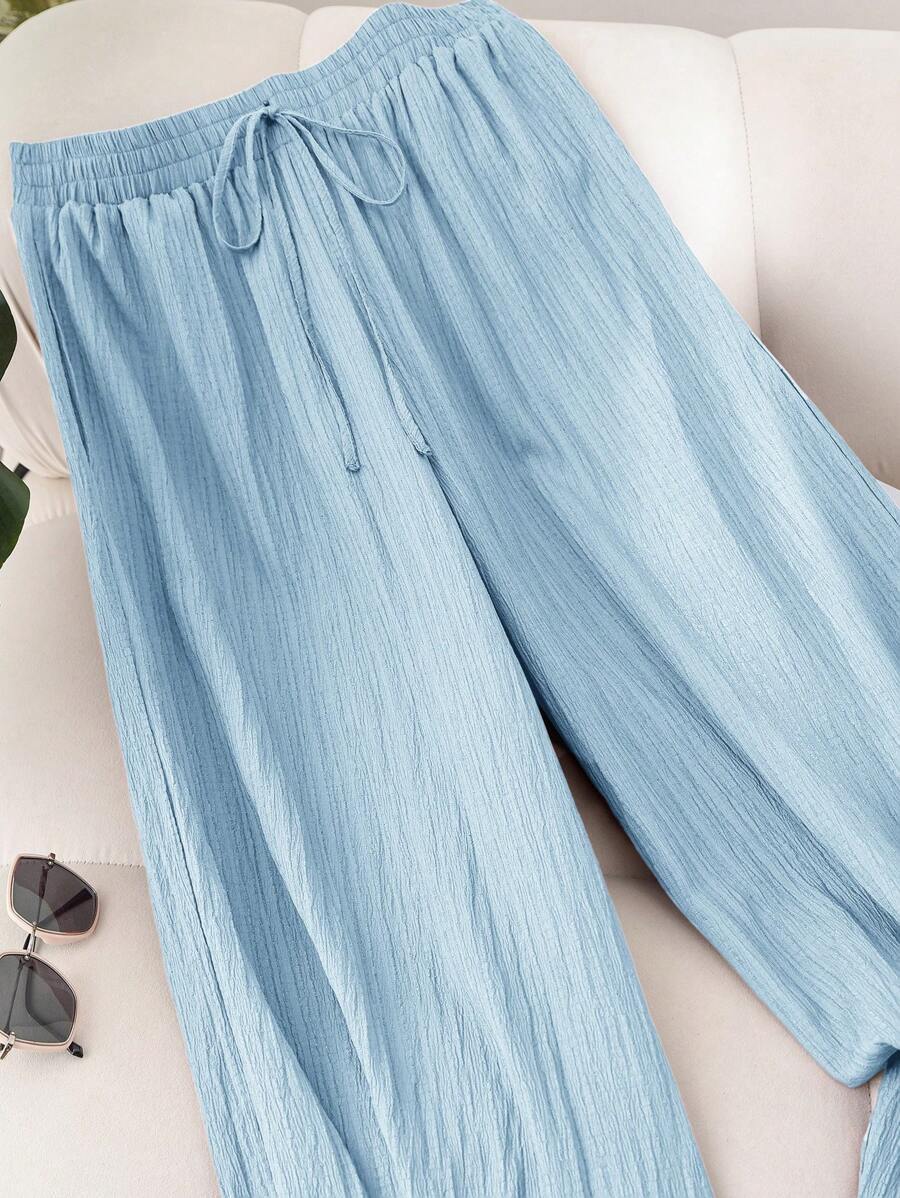 Women's High-Waist Wide-Leg Pants Plus Size Loose Casual Drapey Trousers