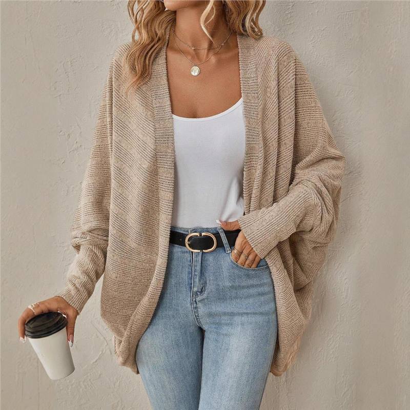 Women's Solid Color Midi Knit Cardigan V-Neck Long Sleeve