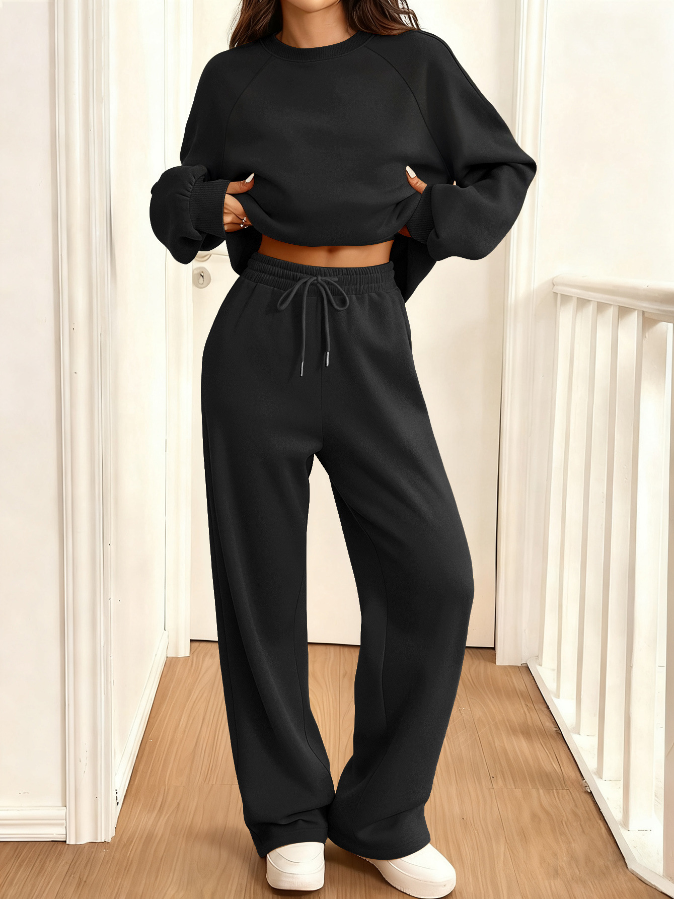 Women's Long Sleeve Casual Sweatsuit Set Colorblock Pullover