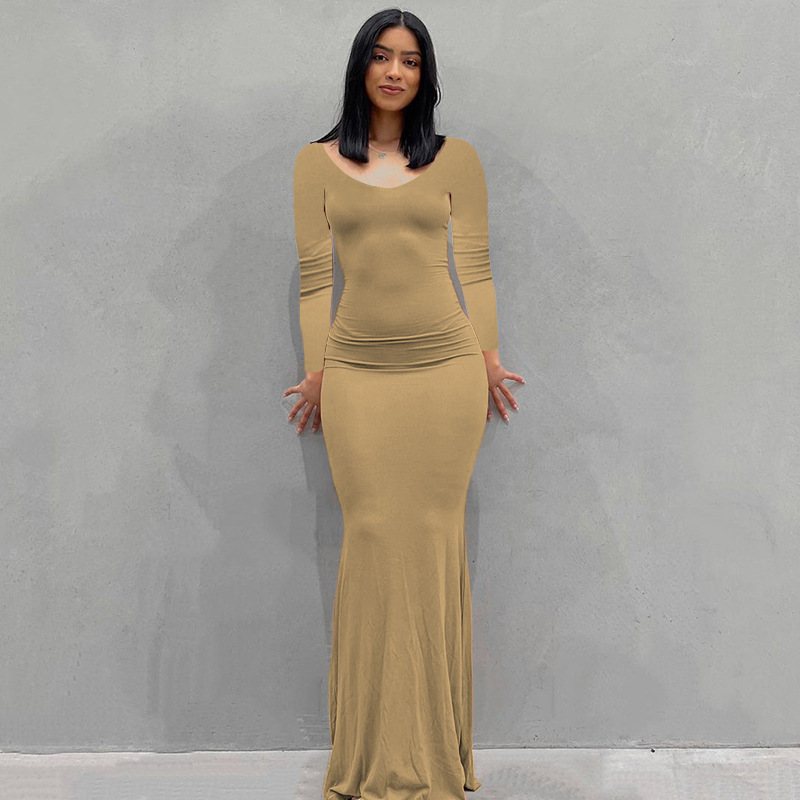 Skims-Inspired Long Sleeve Bodycon Lounge Dress