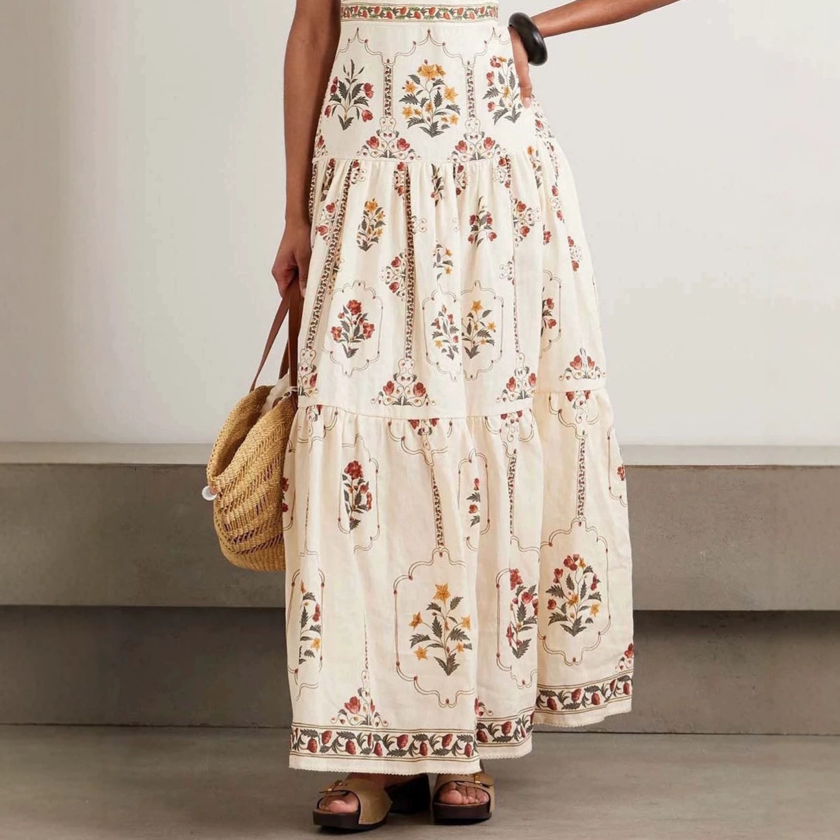 Bohemian High-Waist Floral Maxi Dress Sleeveless Beach Vacation