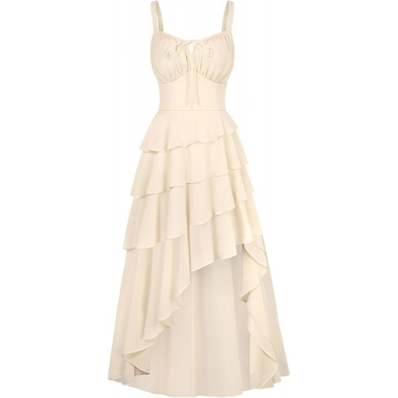 Ruffled Sleeveless Chiffon Dress Slimming Midi