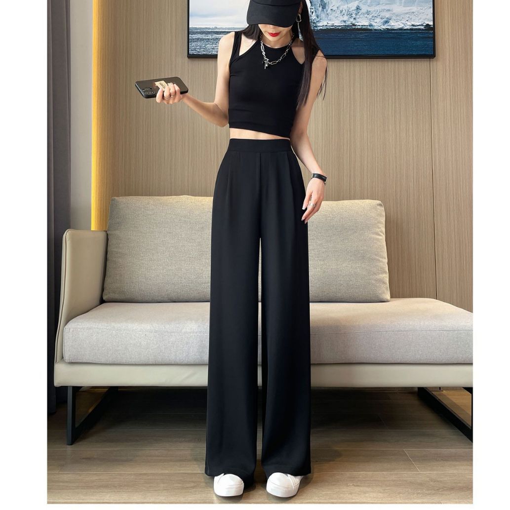 Women's High-Waist Wide-Leg Pants Straight-Leg Slimming Casual