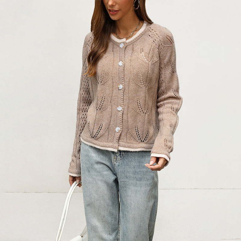 Women's Cropped Button-Front Knit Cardigan Sweater