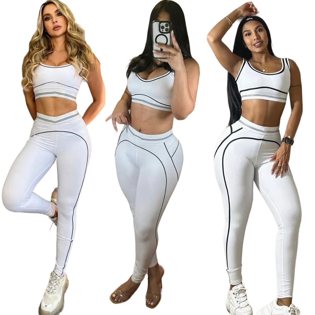 Women's High-Waist Tummy Control Seamless Workout Tank & Leggings Set