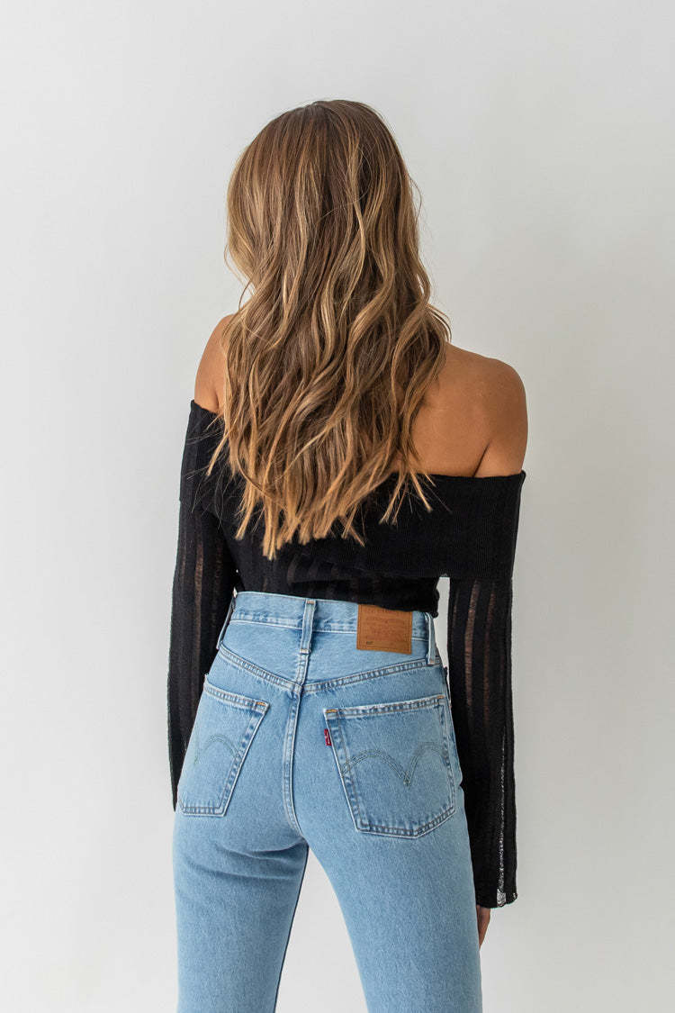 Women's Off-Shoulder Long-Sleeve Knit Top Slimming Sexy Pullover
