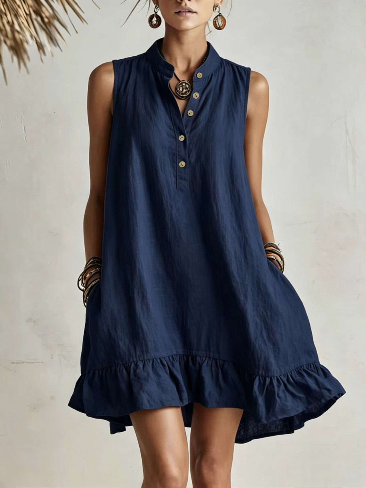 Women's Loose Casual Summer Dress Sleeveless A-Line Midi