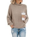 Color-Block Turtleneck Pullover Sweater