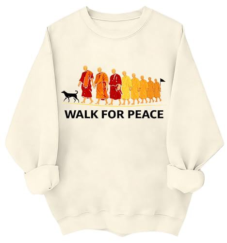 Women's Light and Peace Walking Print Crewneck Sweatshirt