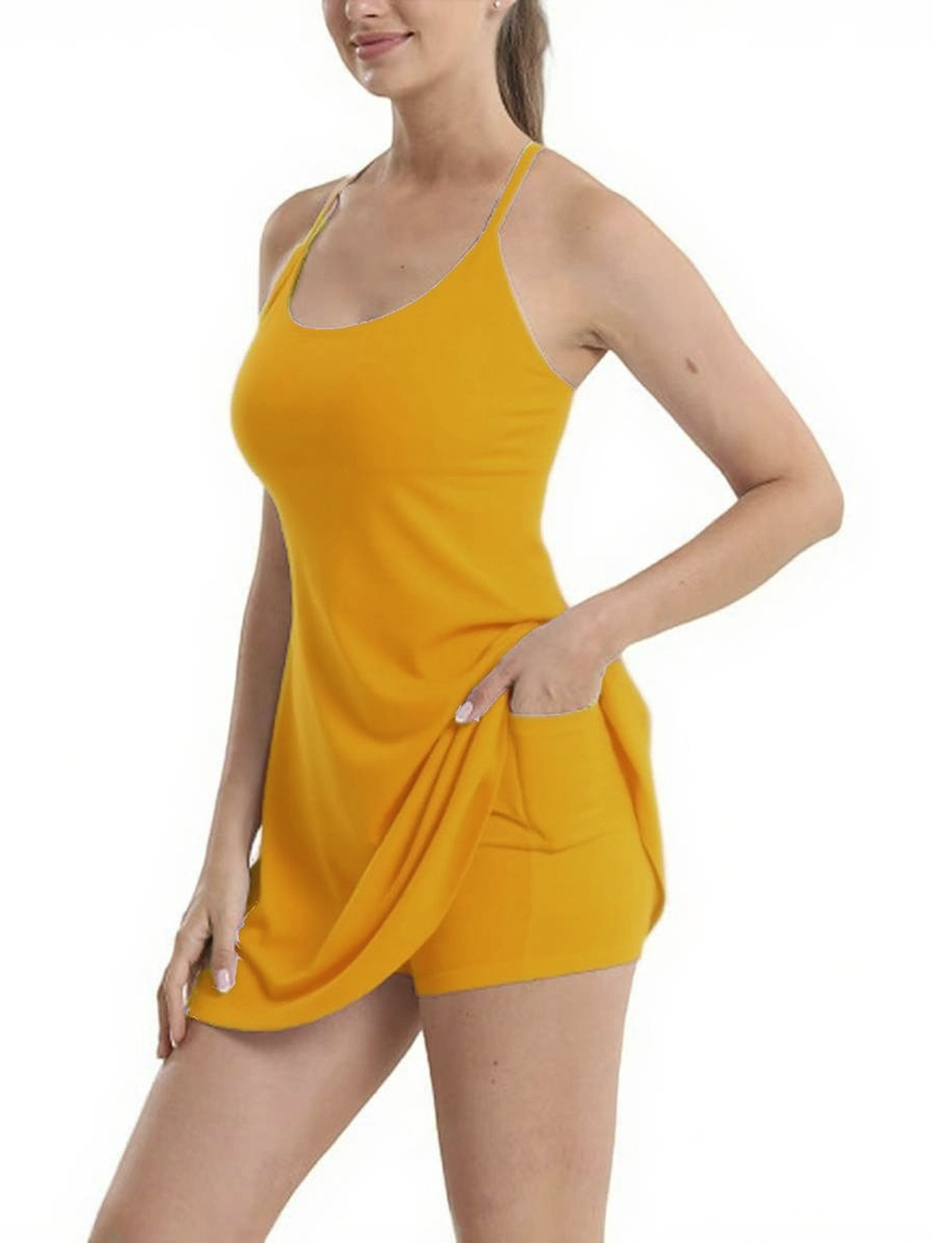 Women's Solid Color Sleeveless Cami and Shorts Set Casual Sporty Two-Piece