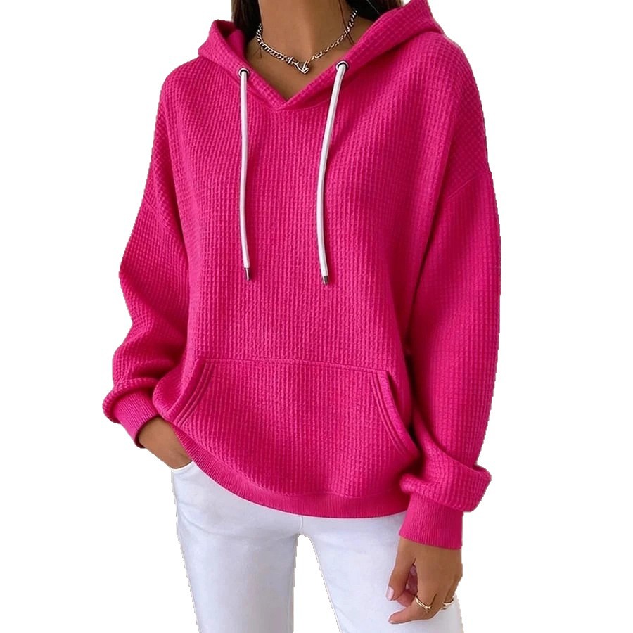 Solid Color Drawstring Hooded Pullover Sweatshirt