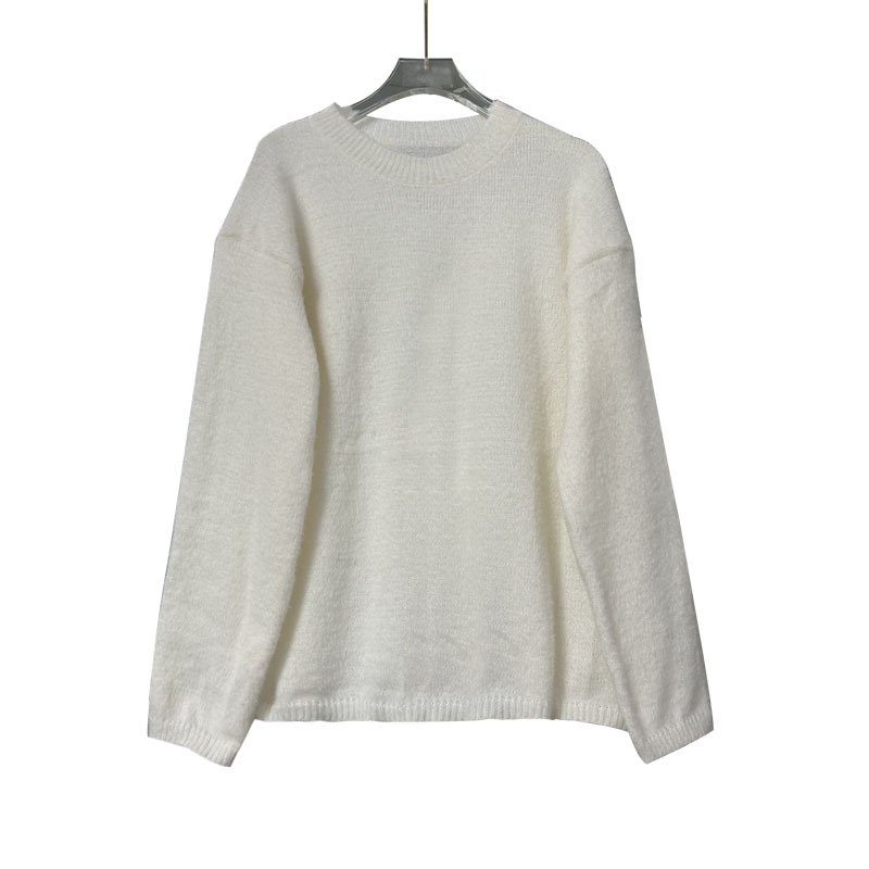Women's Oversized Long Hair Knit Pullover Sweater with Subtle Shimmer