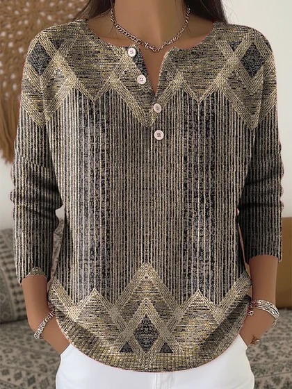 Women's Christmas Floral Print Buttoned Sweatshirt