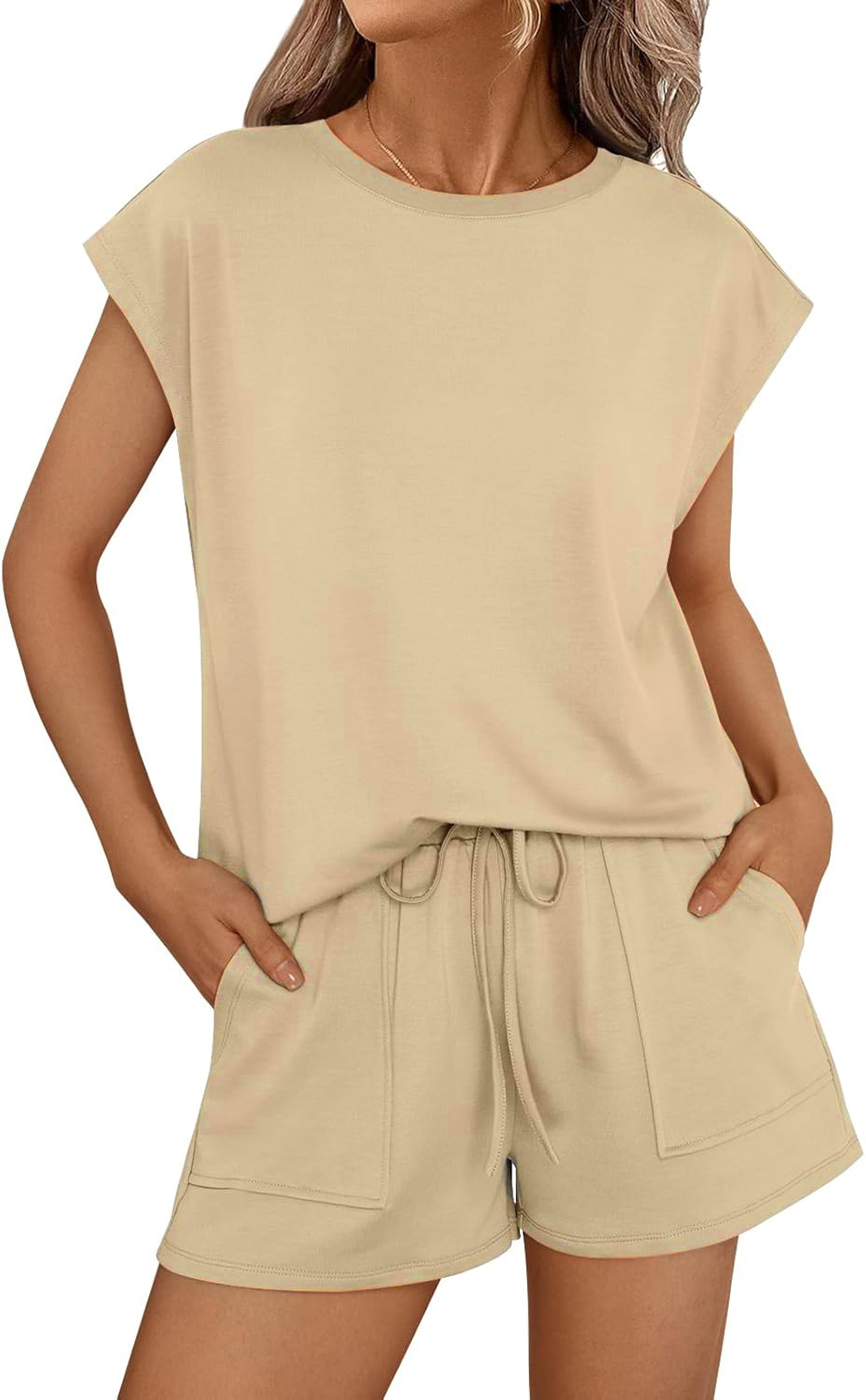 Women's Crewneck Loose Short-Sleeve Two-Piece Set